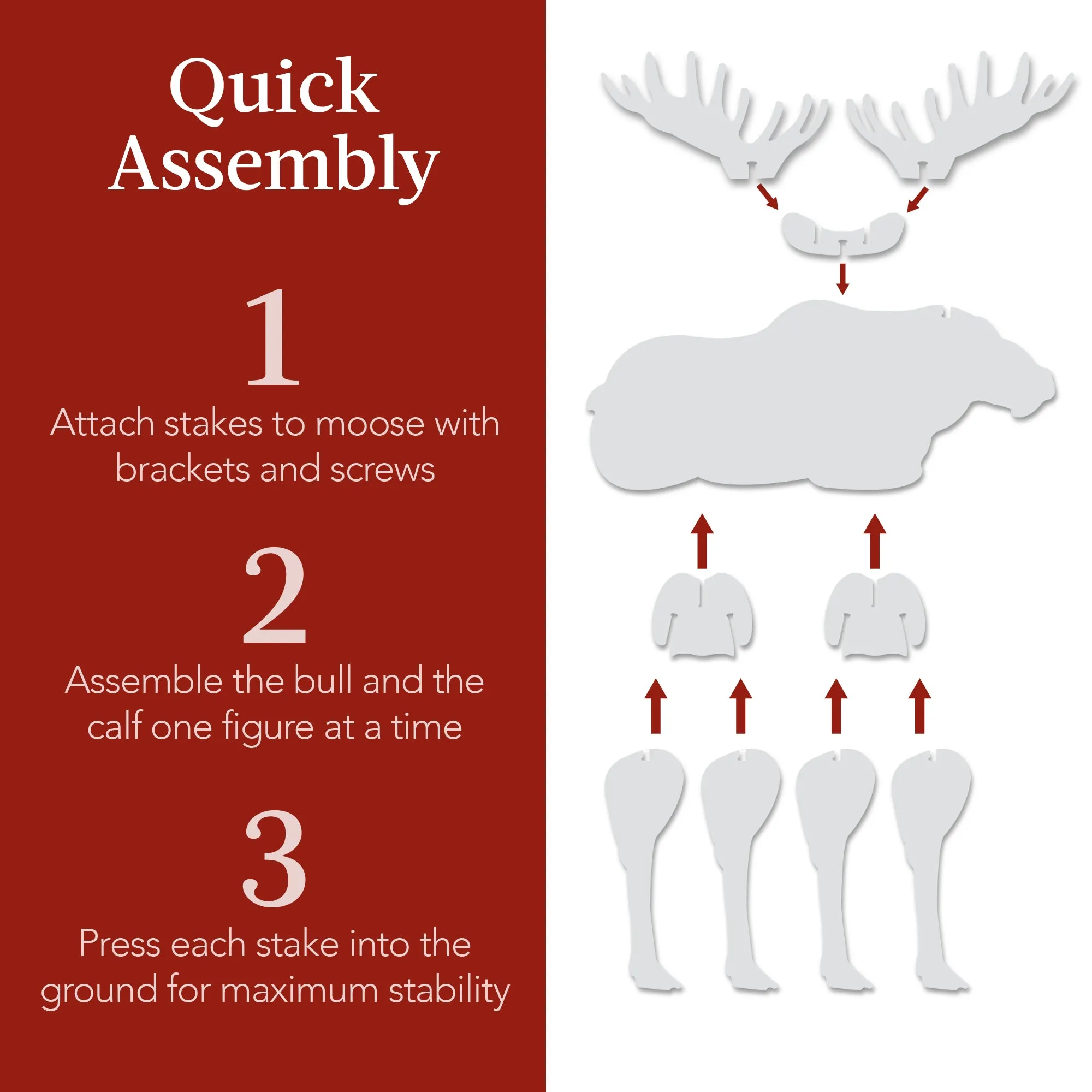 2-Piece Moose Family Silhouette Set Holiday Yard Decoration w/ Stakes - 58in