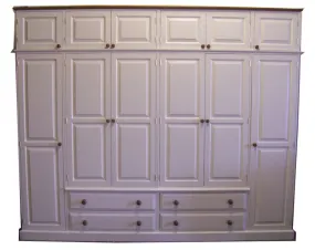 **6 Door 4 Drawer Combination Solid Pine Hand Made Wardrobe - OPTION 1