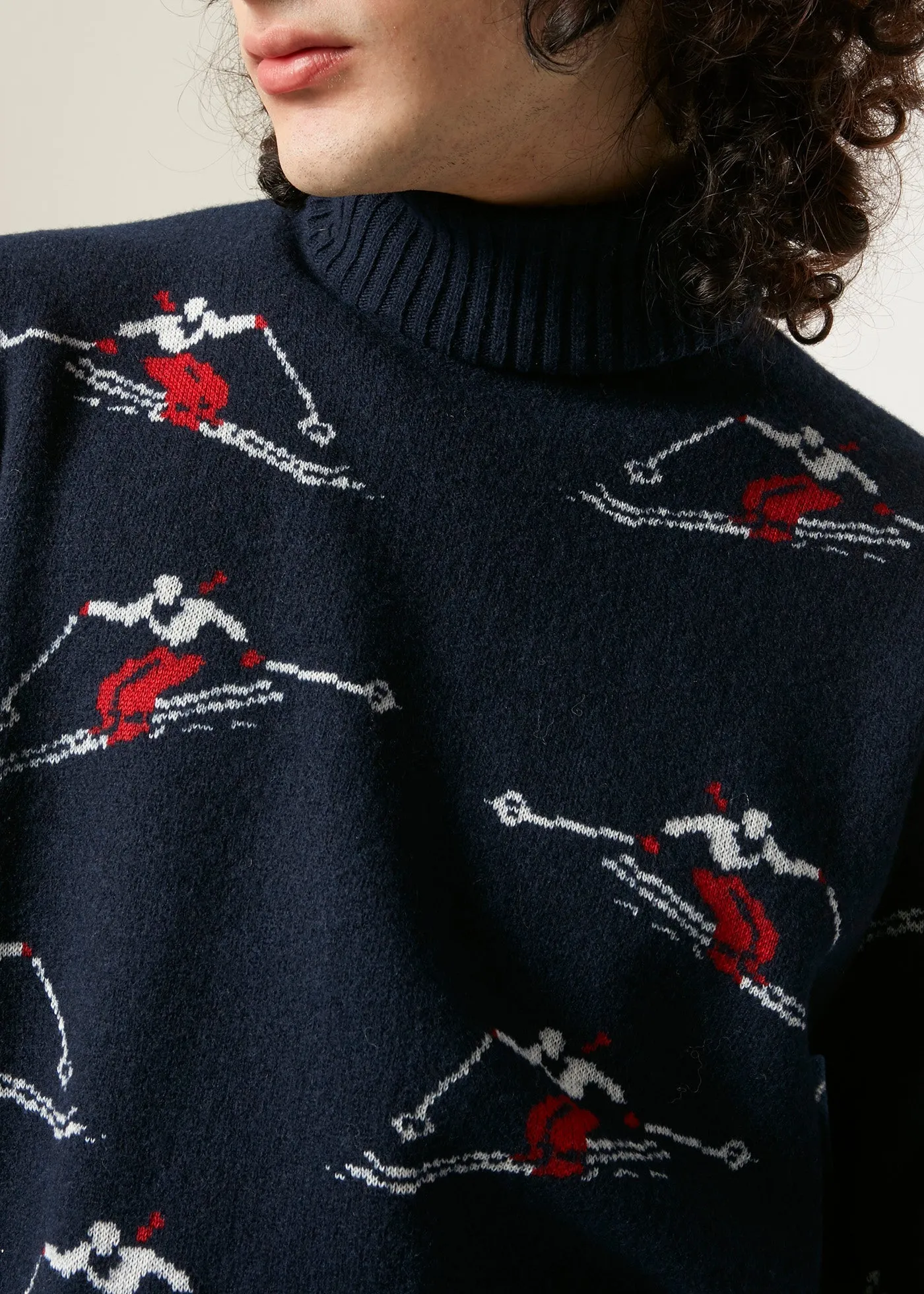 AARDEA NAVY BLUE JACQUARD SWEATER