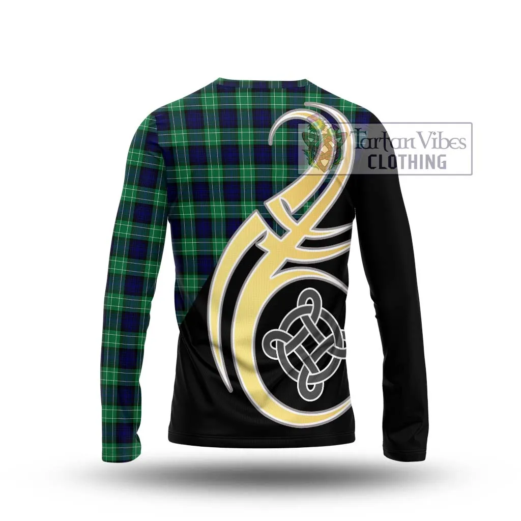 Abercrombie Tartan Long Sleeve T-Shirt with Family Crest and Celtic Symbol Style