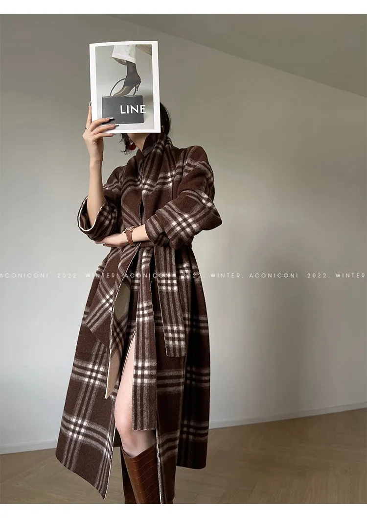 Aconiconi| Double-sided tweed plaid winter coat jacket  - Poems of the North Island