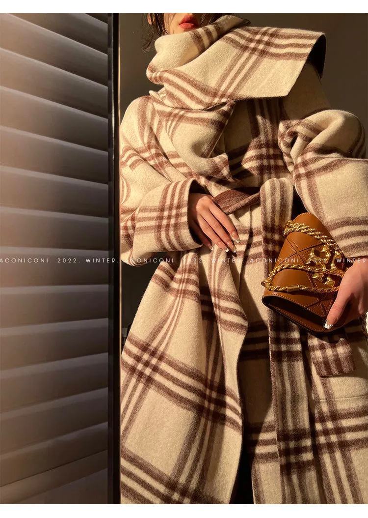 Aconiconi| Double-sided tweed plaid winter coat jacket  - Poems of the North Island