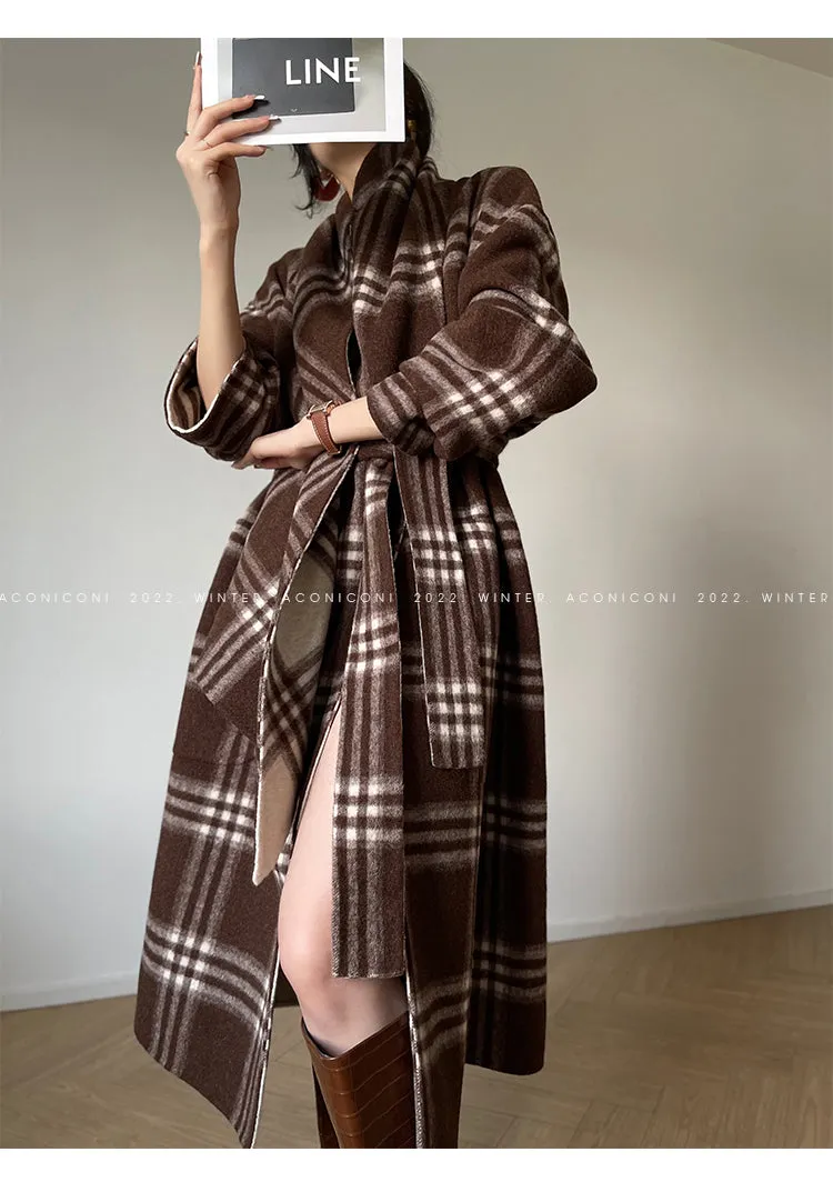 Aconiconi| Double-sided tweed plaid winter coat jacket  - Poems of the North Island