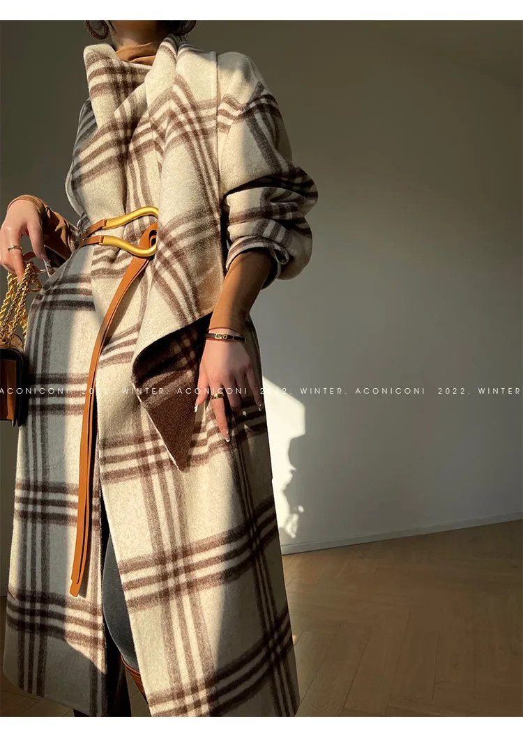 Aconiconi| Double-sided tweed plaid winter coat jacket  - Poems of the North Island