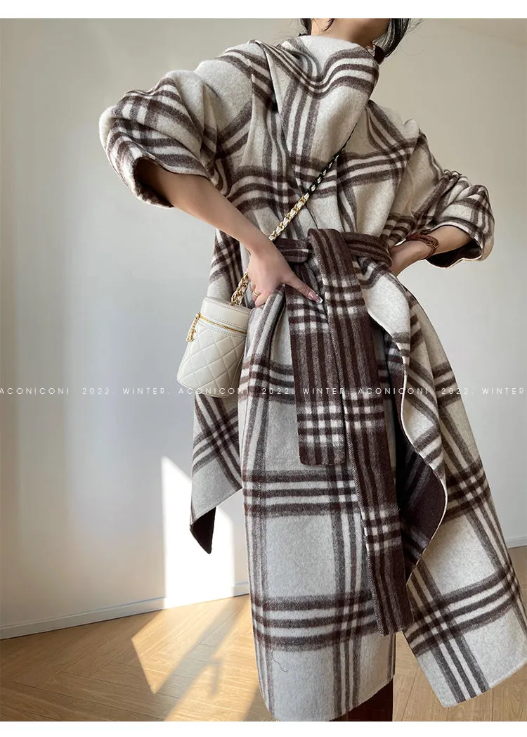 Aconiconi| Double-sided tweed plaid winter coat jacket  - Poems of the North Island