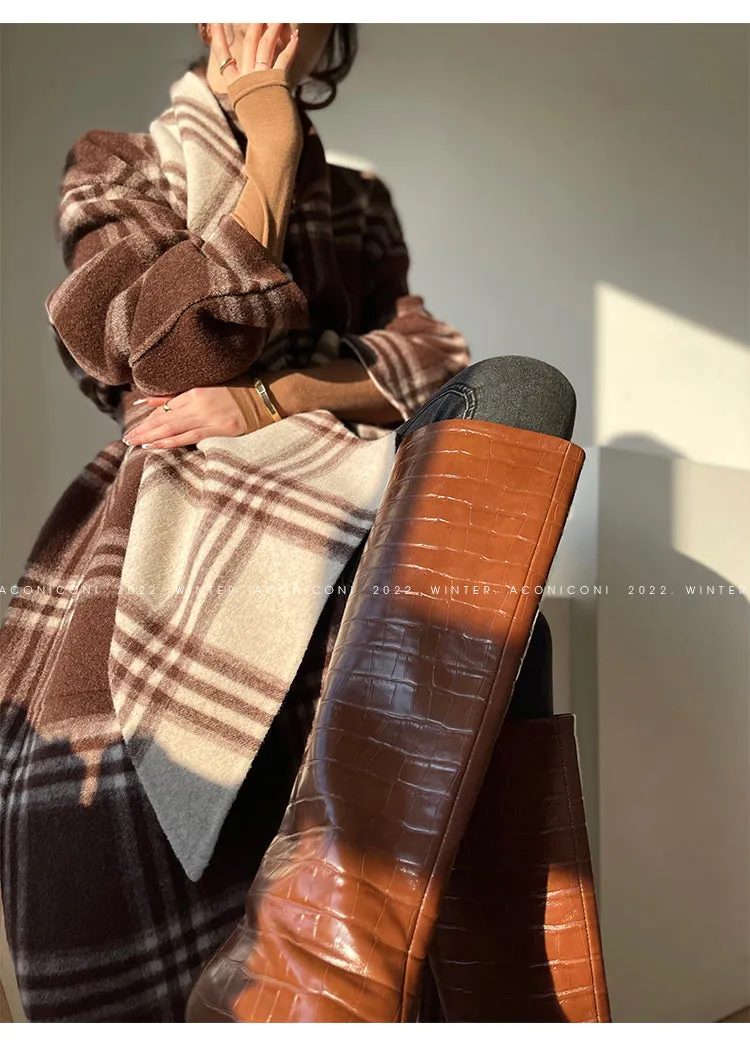 Aconiconi| Double-sided tweed plaid winter coat jacket  - Poems of the North Island