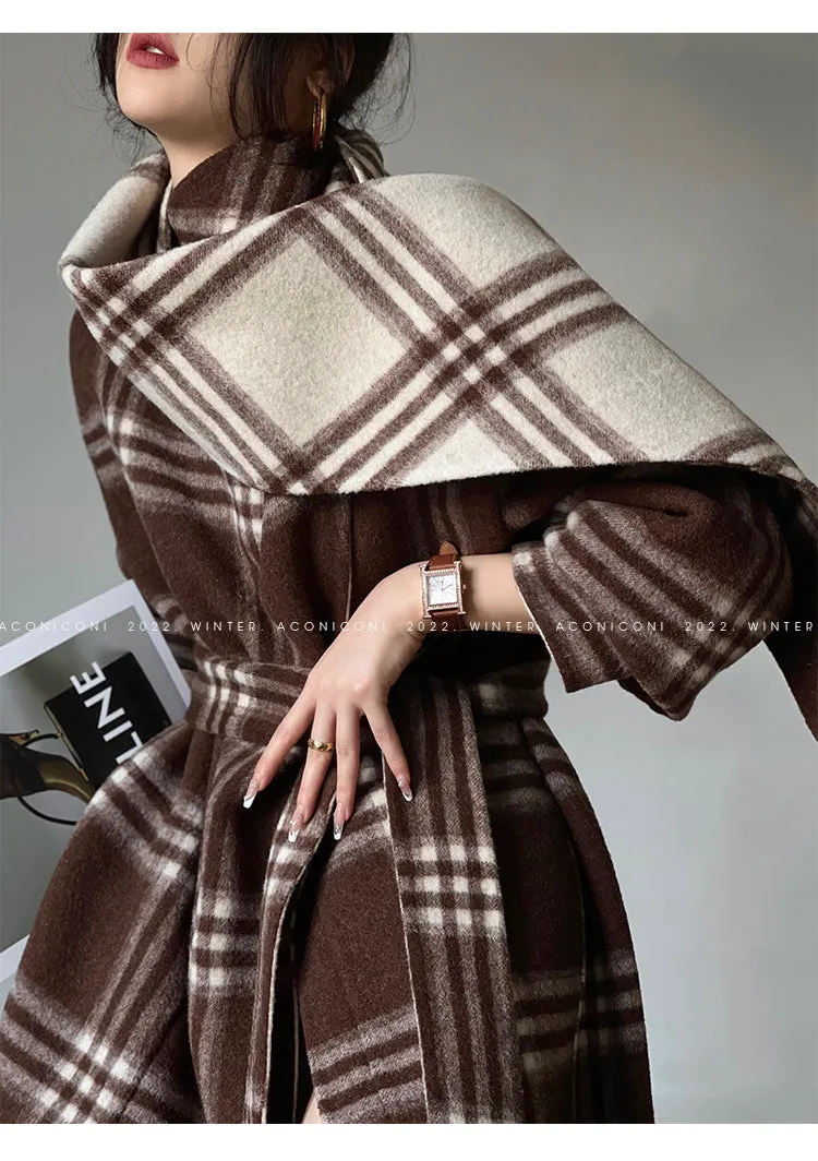 Aconiconi| Double-sided tweed plaid winter coat jacket  - Poems of the North Island