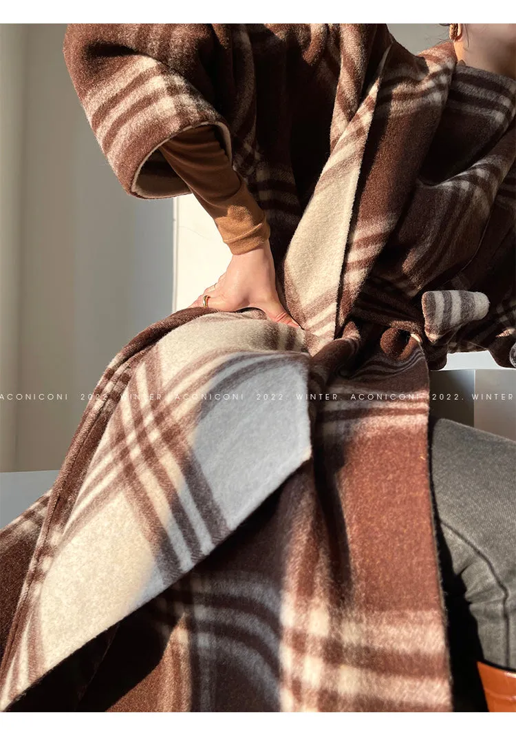 Aconiconi| Double-sided tweed plaid winter coat jacket  - Poems of the North Island