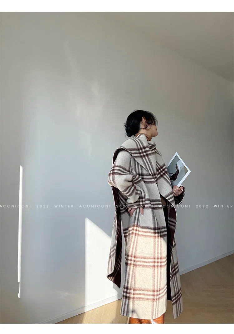 Aconiconi| Double-sided tweed plaid winter coat jacket  - Poems of the North Island