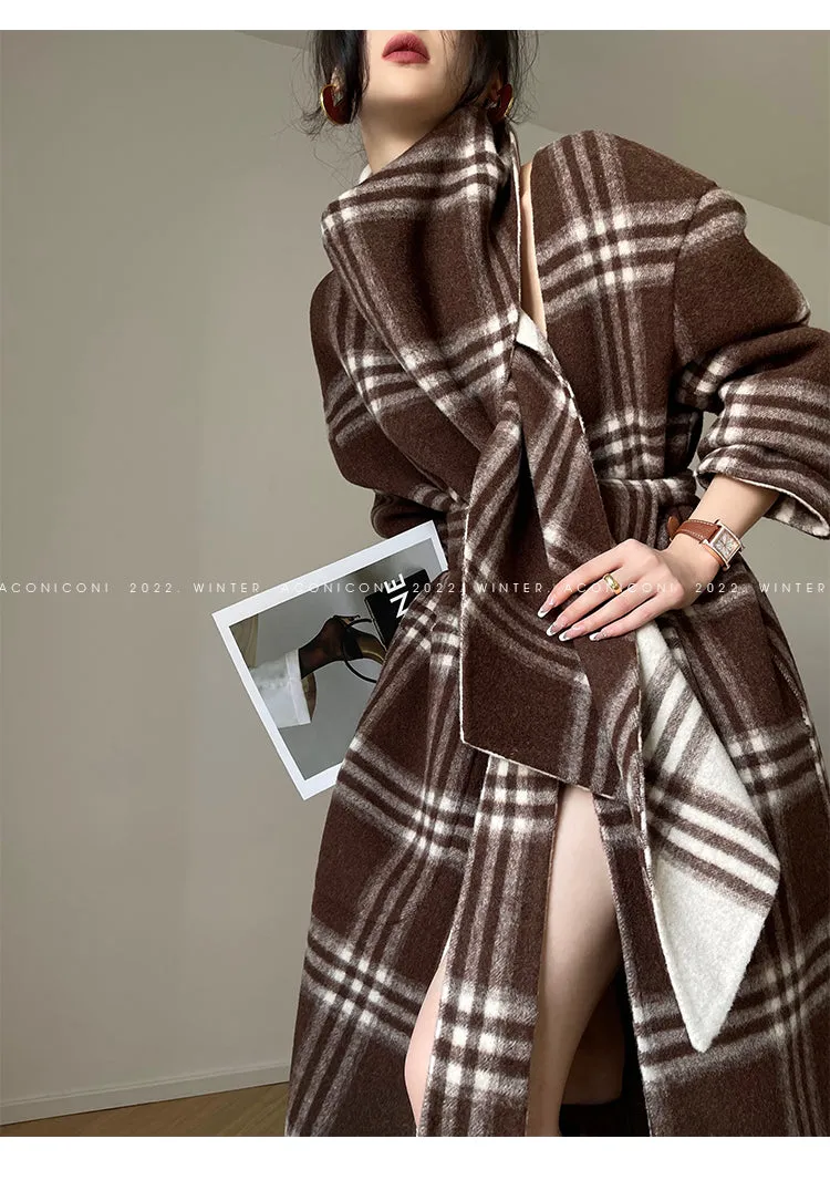 Aconiconi| Double-sided tweed plaid winter coat jacket  - Poems of the North Island