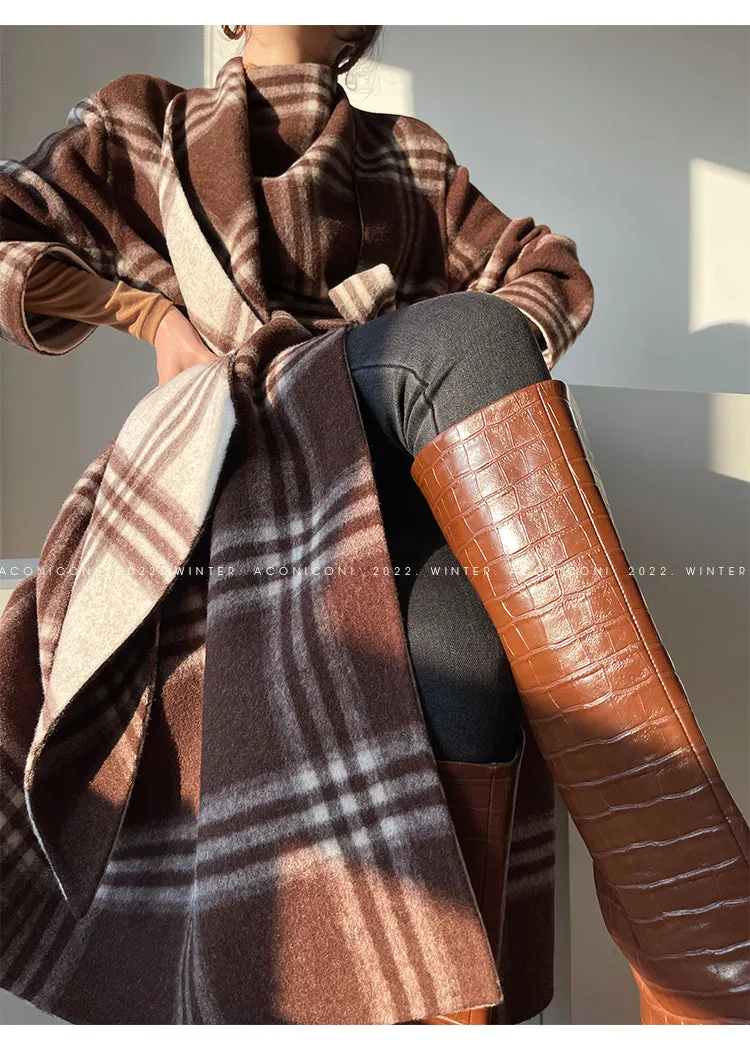 Aconiconi| Double-sided tweed plaid winter coat jacket  - Poems of the North Island