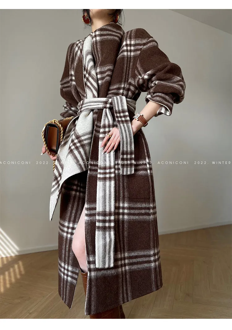 Aconiconi| Double-sided tweed plaid winter coat jacket  - Poems of the North Island