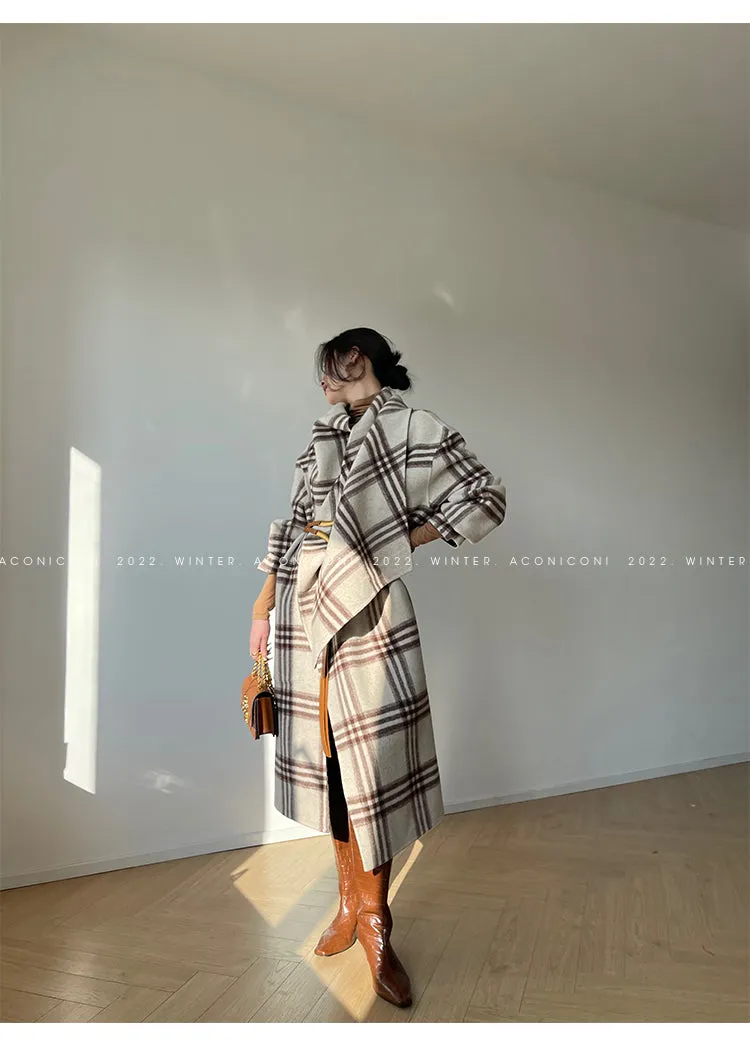 Aconiconi| Double-sided tweed plaid winter coat jacket  - Poems of the North Island