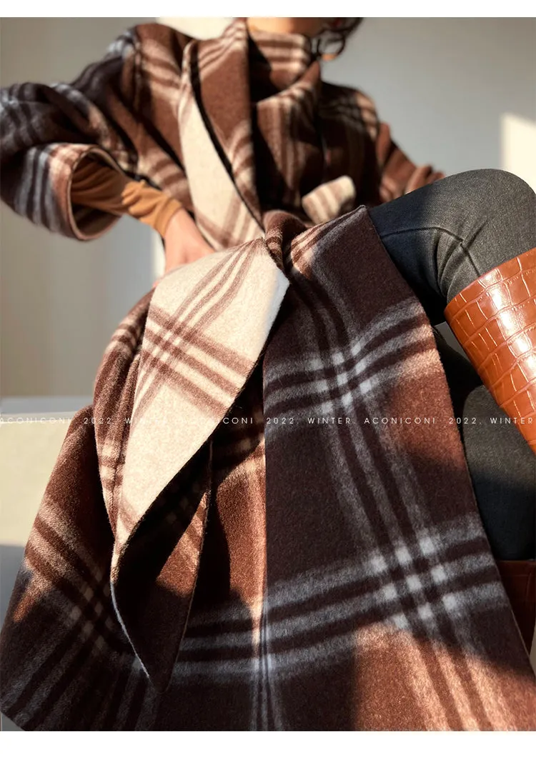 Aconiconi| Double-sided tweed plaid winter coat jacket  - Poems of the North Island