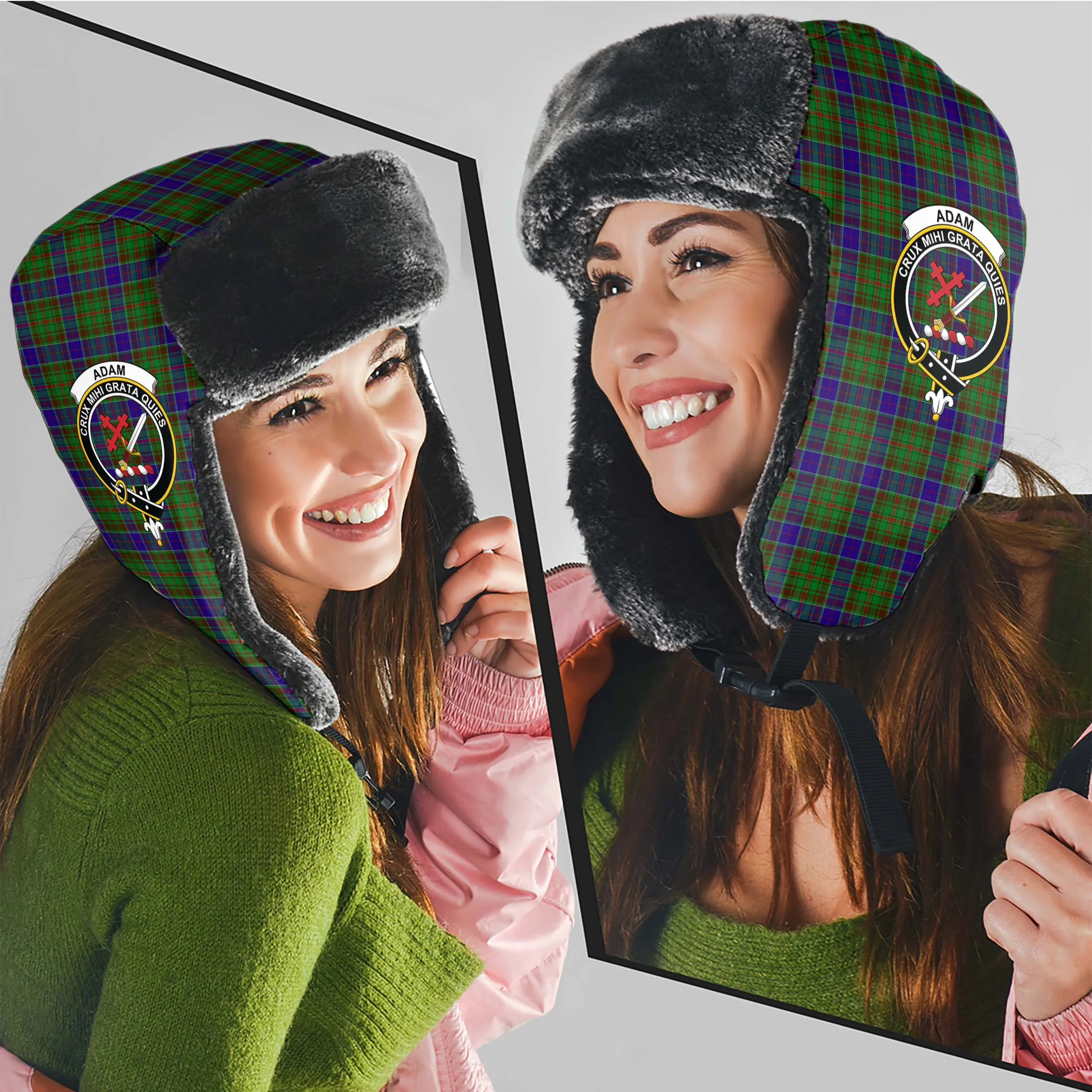 Adam Tartan Winter Trapper Hat with Family Crest