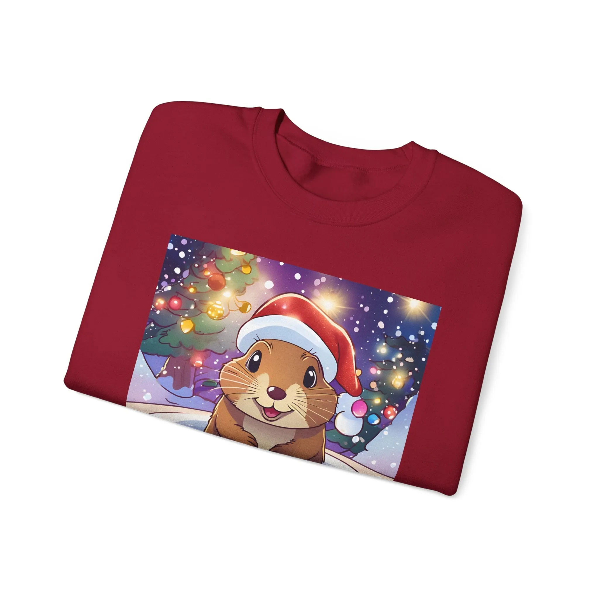 Adorable Christmas Otter Sweatshirt with Festive Lights