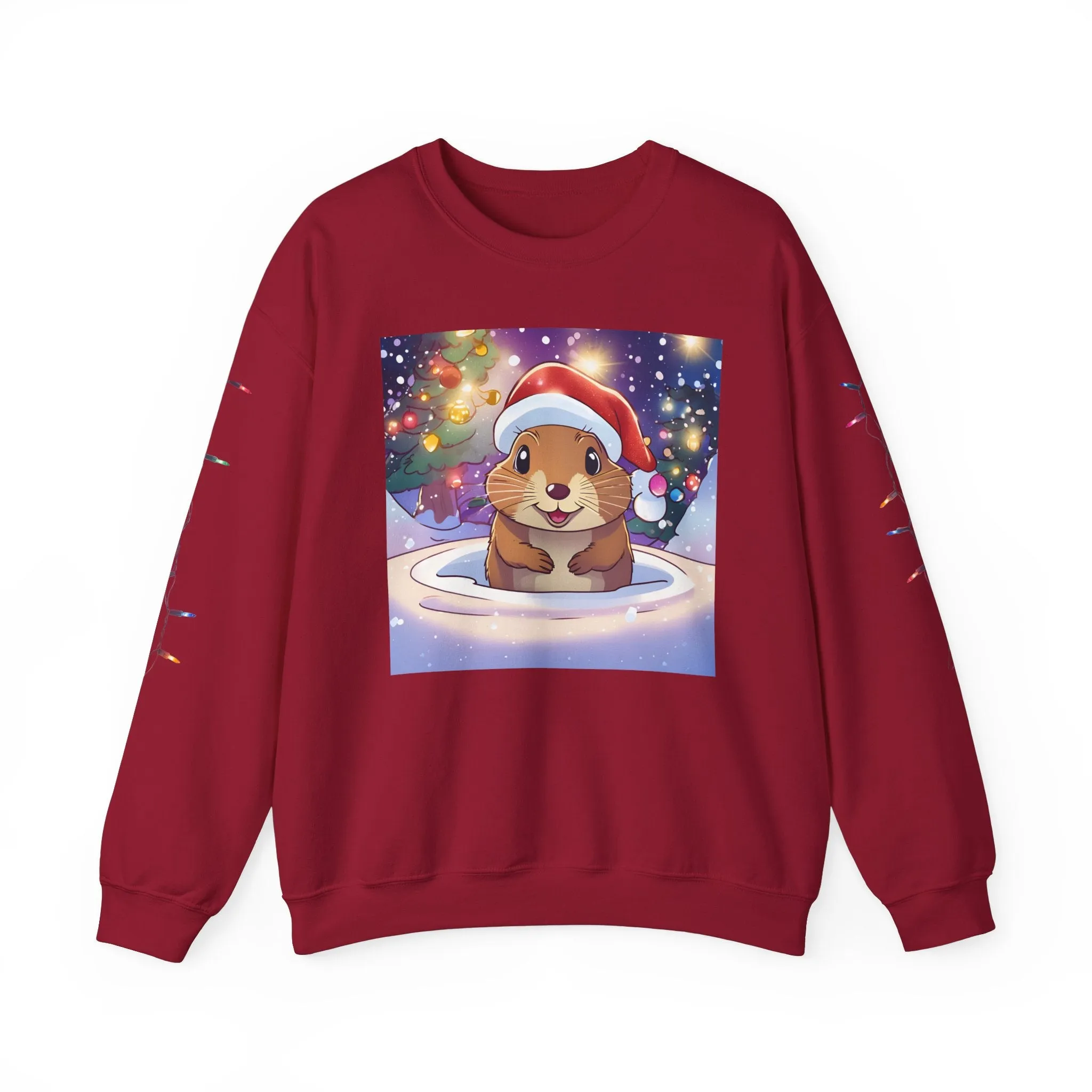 Adorable Christmas Otter Sweatshirt with Festive Lights