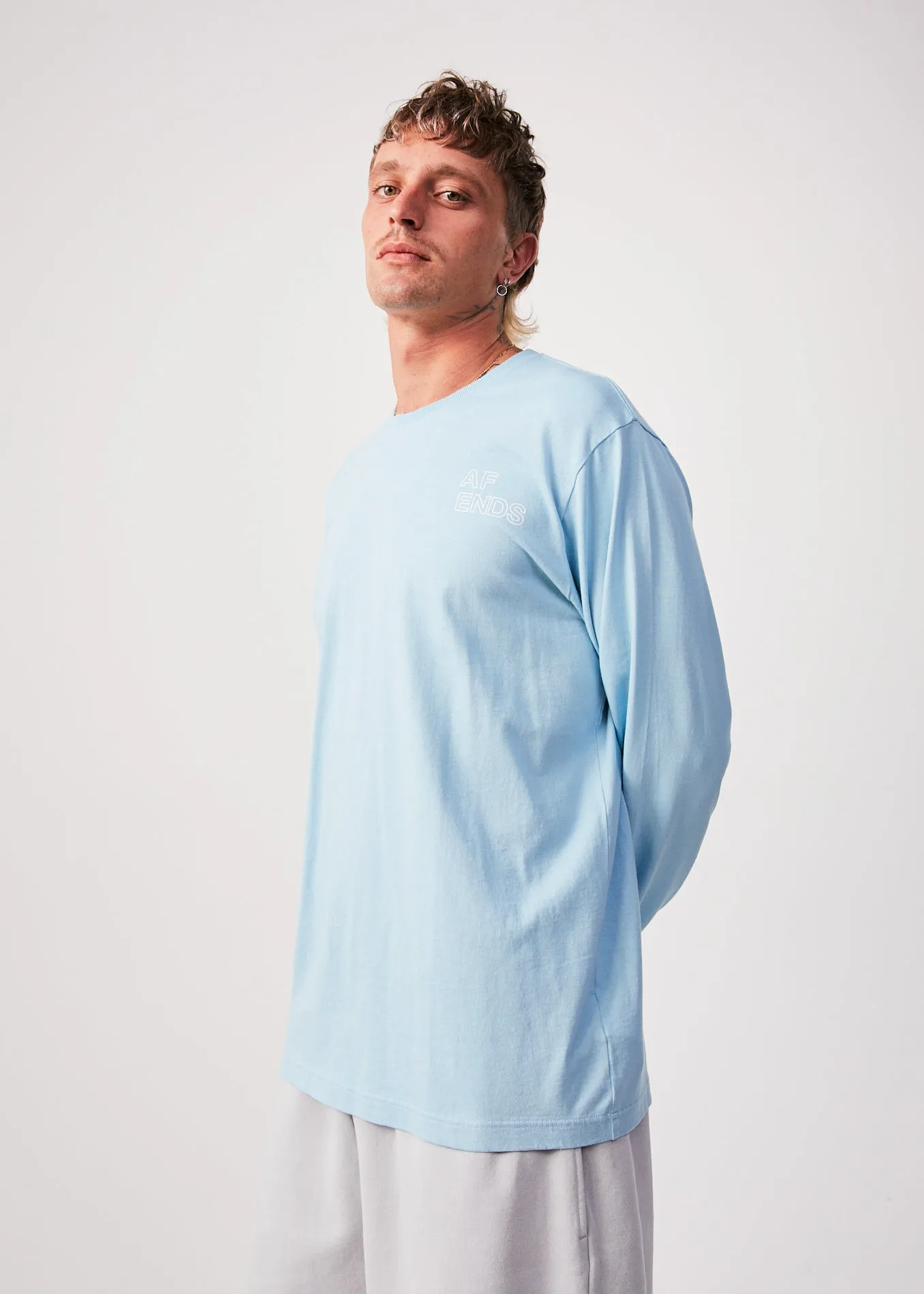 AFENDS Unisex Conditional - Unisex Oversized Long Sleeve T-Shirt - Sky Blue