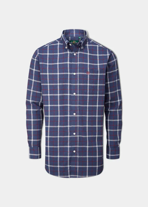 Alan Paine Mens Ilkley Flannel Shirt Blue