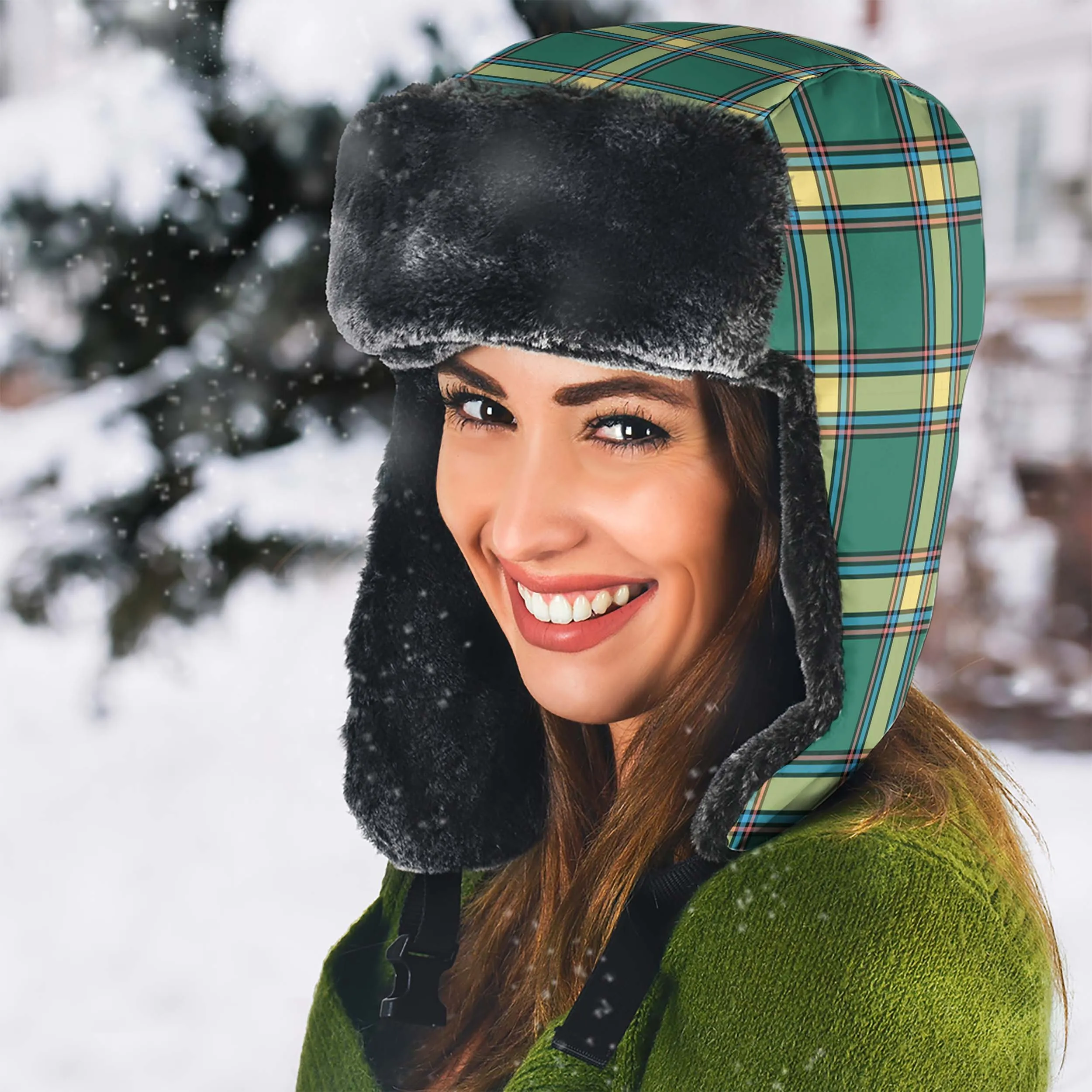 Alberta Province Canada Tartan Winter Trapper Hat