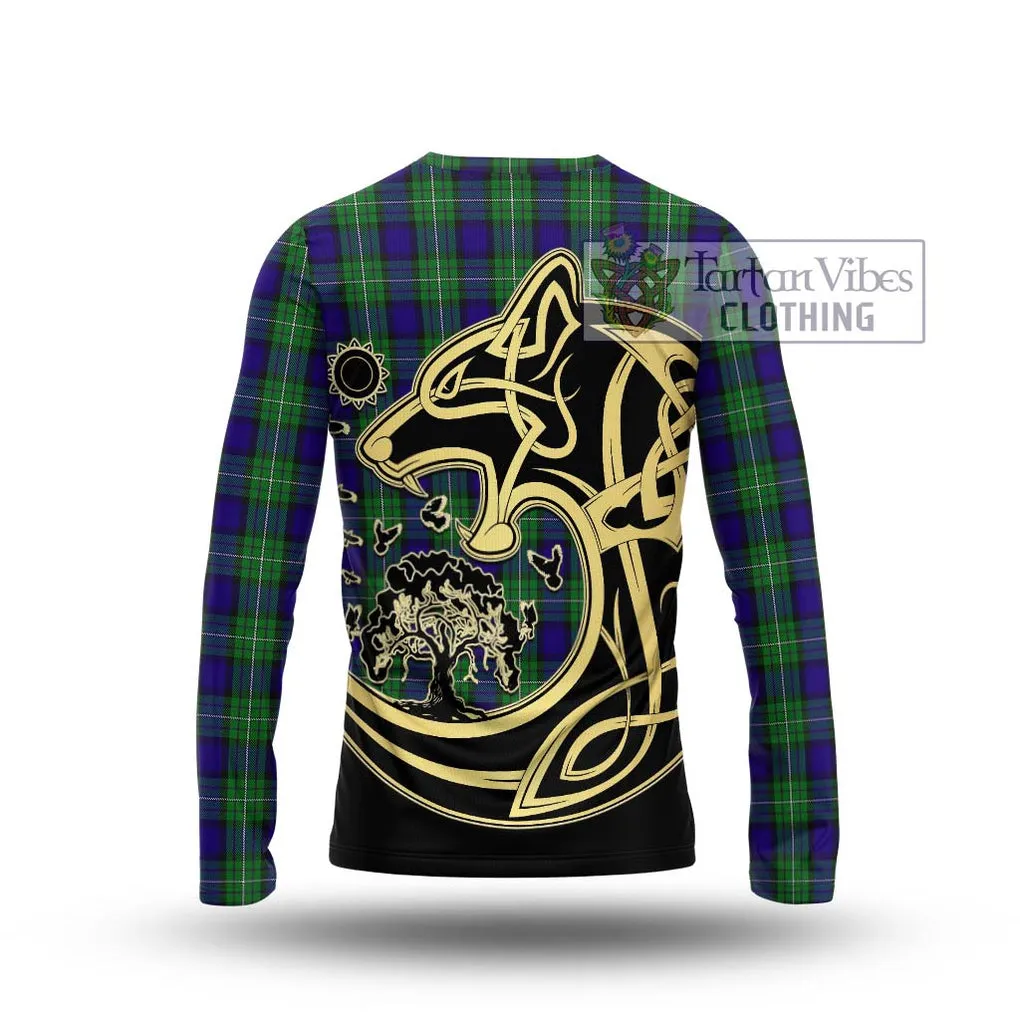 Alexander Tartan Long Sleeve T-Shirt with Family Crest Celtic Wolf Style