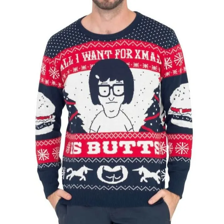 All I Want for Xmas is Butts - Tina from Bob's Burgers Ugly Christmas Sweater