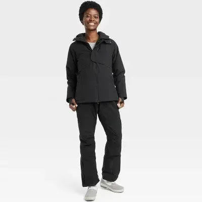 All in Motion Women's Winter Jacket Wind Resistant Attached Hood Zipper Pockets