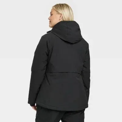 All in Motion Women's Winter Jacket Wind Resistant Attached Hood Zipper Pockets