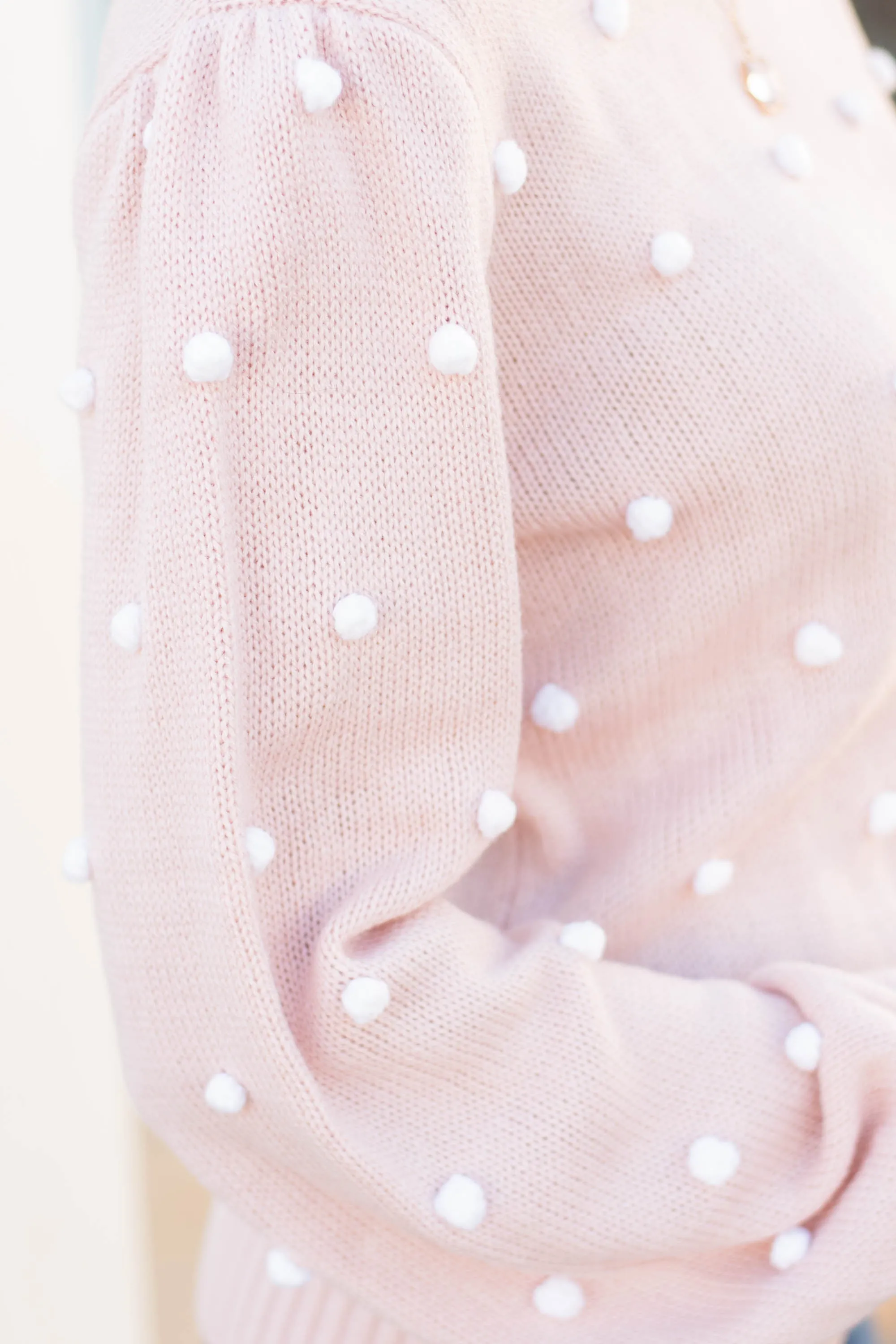 All That You Need Blush Pink Pompom Sweater