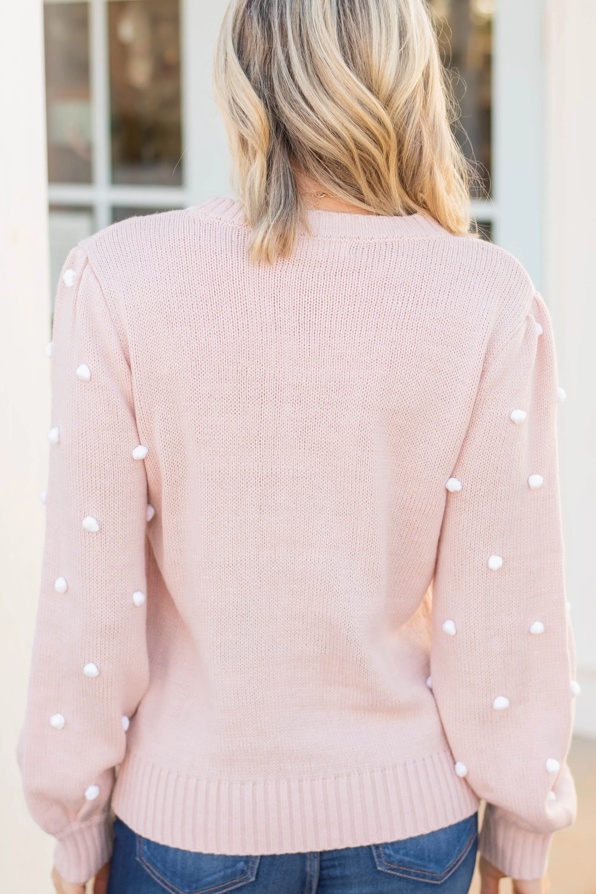 All That You Need Blush Pink Pompom Sweater