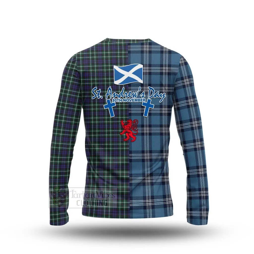 Allardice Tartan Long Sleeve T-Shirt Happy St. Andrew's Day Half Tartan Style