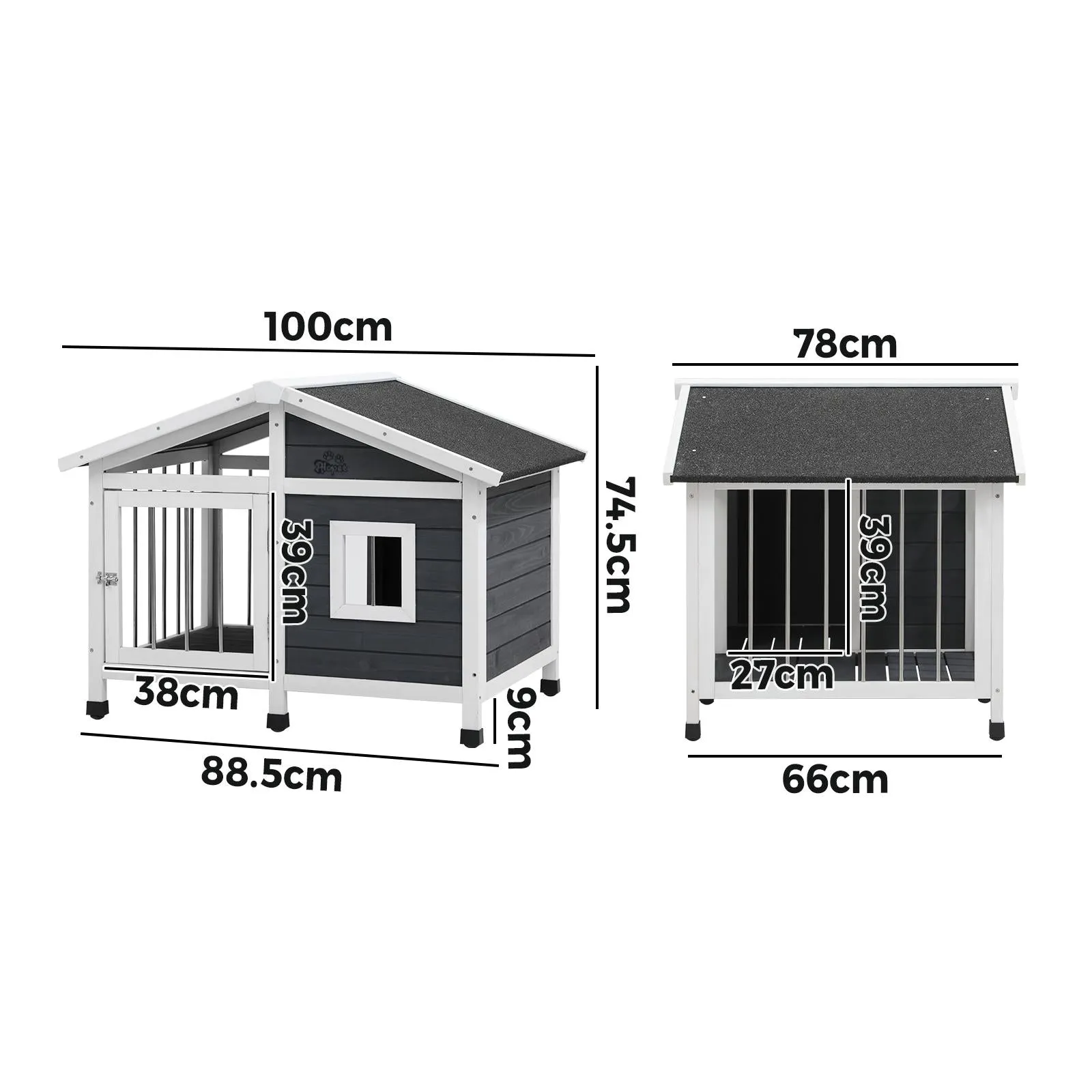 Alopet Wooden Pet Dog Kennel Awning Cabin Log Box Home Dog Cage Timber House