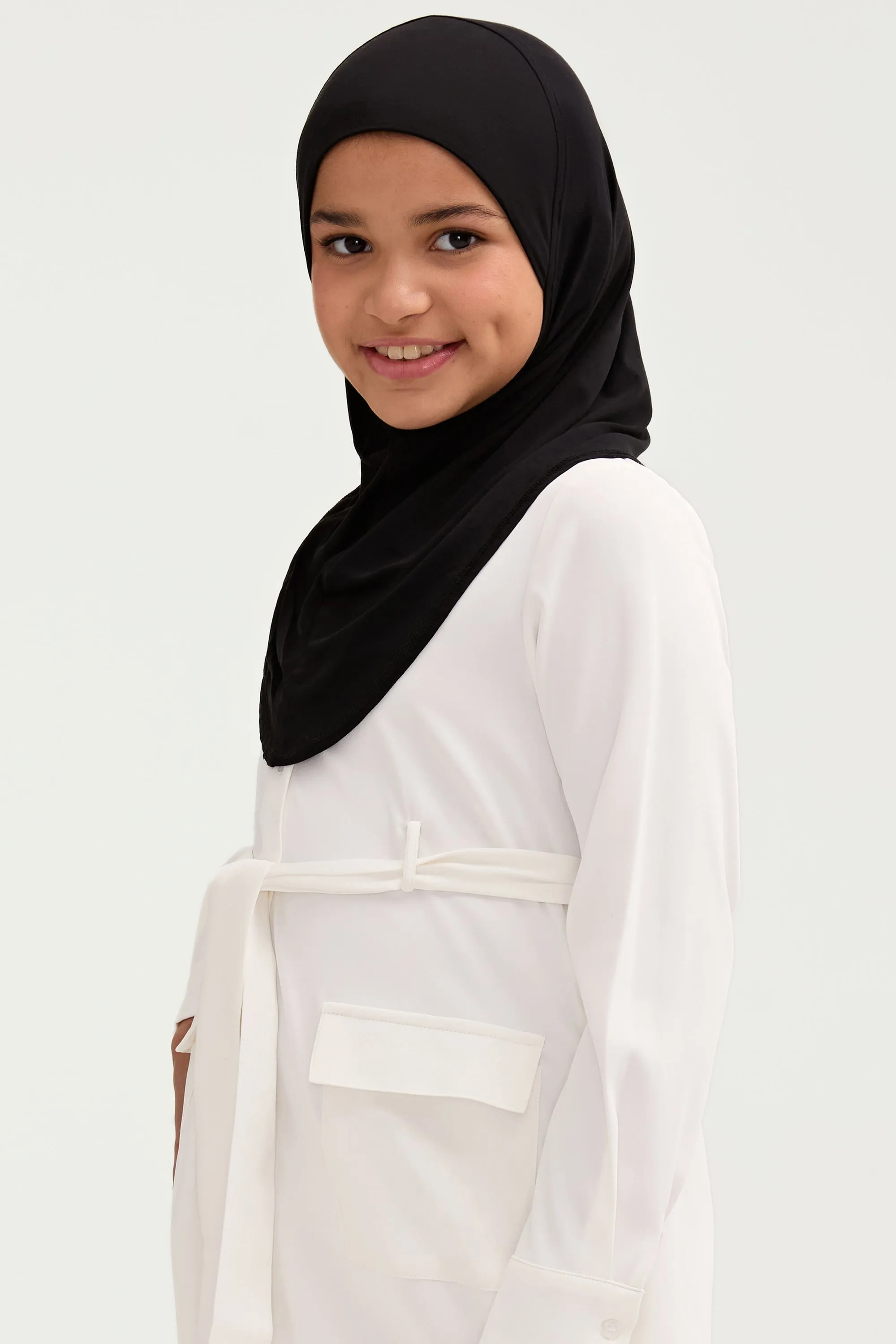 Amira Bamboo Jersey Instant Hijab - Black (Girls)