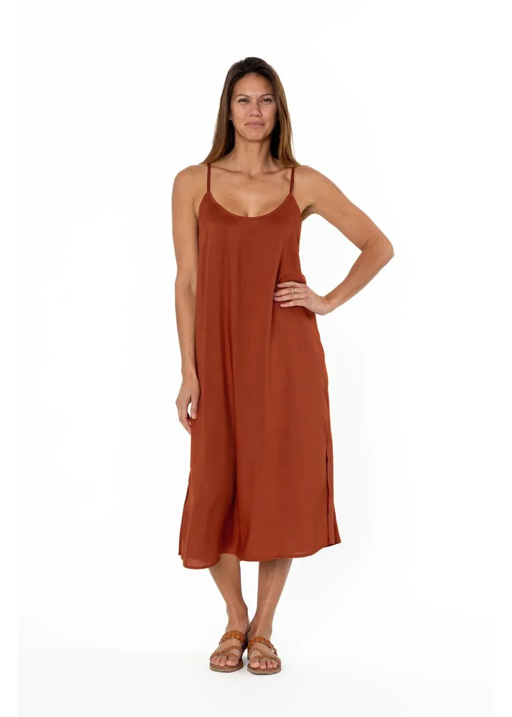 Amuse Painted Desert Woven Tank Dress Rust