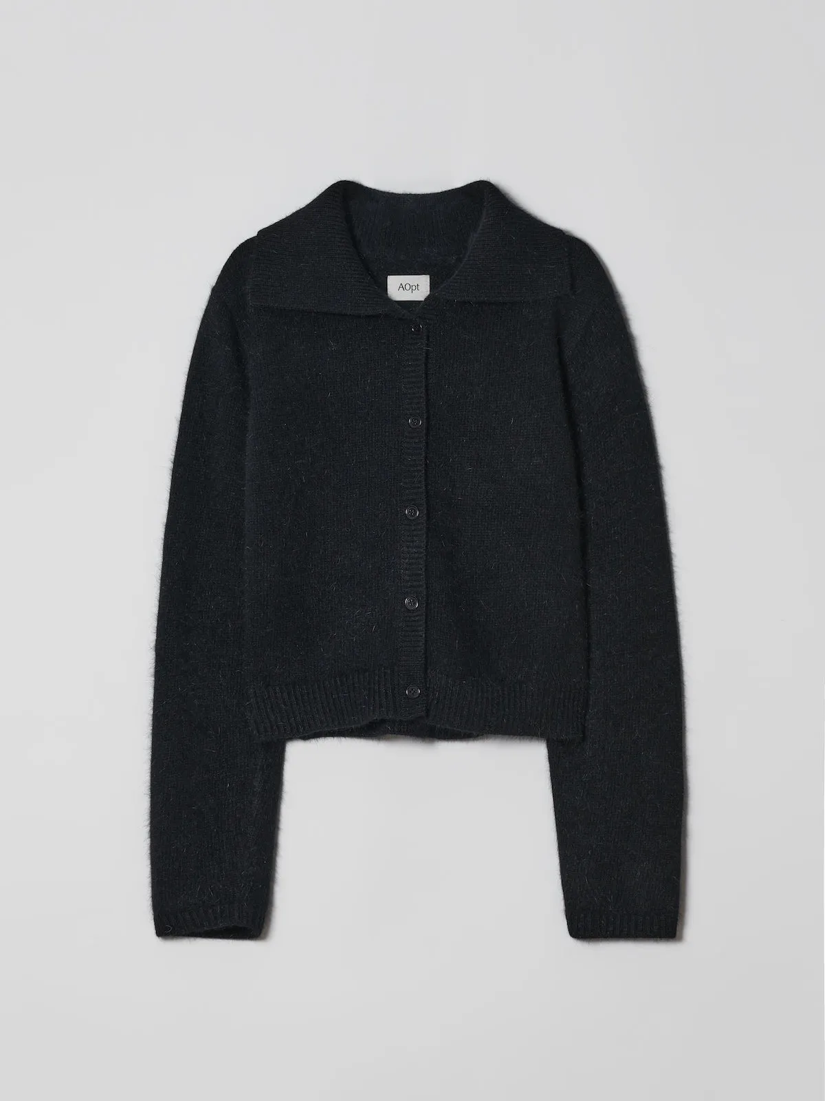 Angora Collar Cardigan In Black