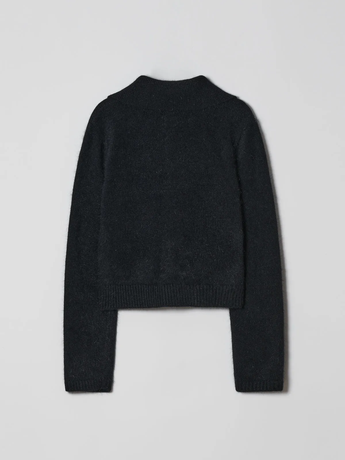 Angora Collar Cardigan In Black