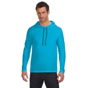 Anvil Men's Caribbean Blue Lightweight Long-Sleeve Hooded T-Shirt