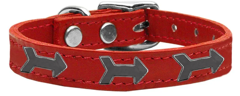 Arrow Widget Genuine Leather Dog Collar Red 26