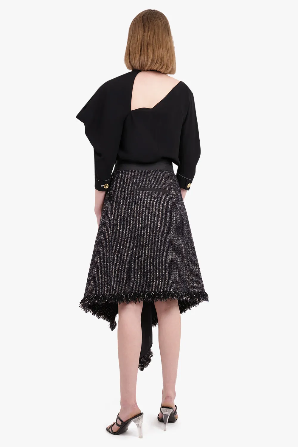 Asymmetric Tweed Skirt | Black