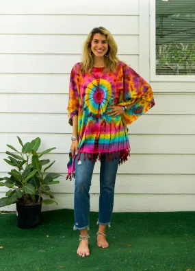 B7651- Hand Dyed Tunic Boho Kaftan Blouse Hippie Oversize Tops