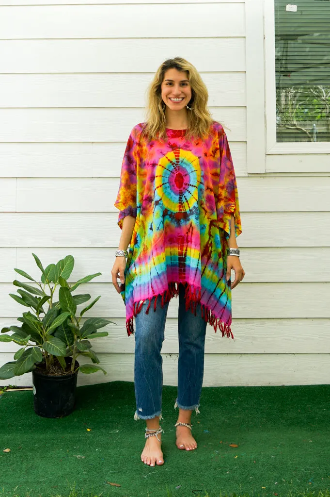 B7651- Hand Dyed Tunic Boho Kaftan Blouse Hippie Oversize Tops