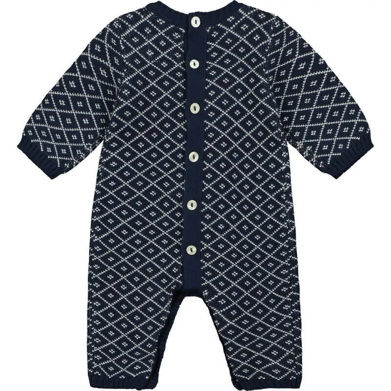 Baby Boys Navy Everett Knitted Babygrow Set