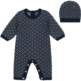 Baby Boys Navy Everett Knitted Babygrow Set