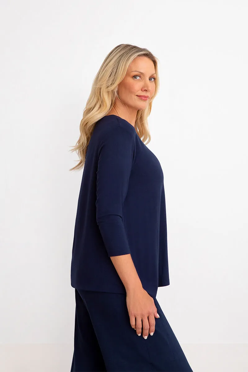 Bamboo V-Neck Trapeze T | Sapphire