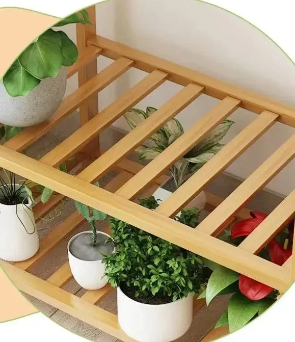 Bamboo Wooden Shelf Plant Stand Clothes Rack Storage Display Shelf Multi Use Free Standing Large BPS11