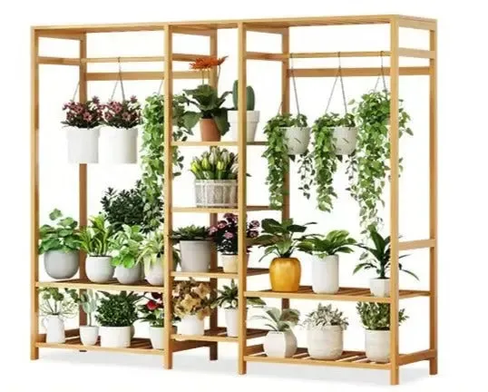 Bamboo Wooden Shelf Plant Stand Clothes Rack Storage Display Shelf Multi Use Free Standing Large BPS11