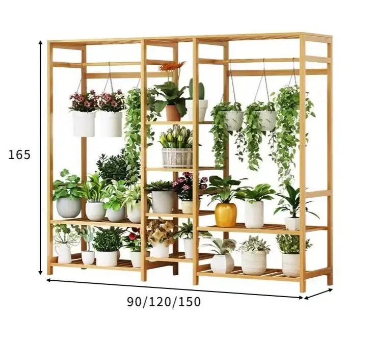 Bamboo Wooden Shelf Plant Stand Clothes Rack Storage Display Shelf Multi Use Free Standing Large BPS11