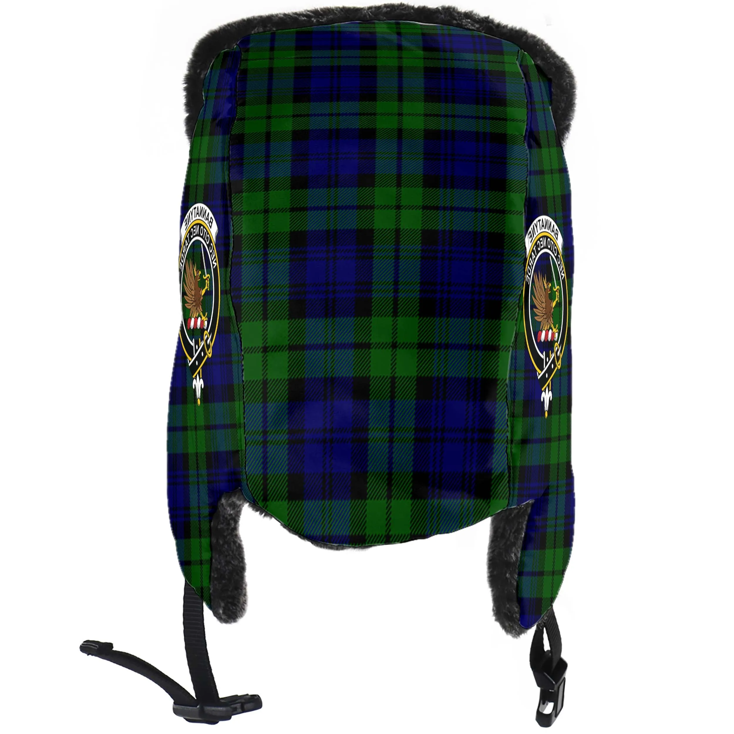 Bannatyne Tartan Winter Trapper Hat with Family Crest