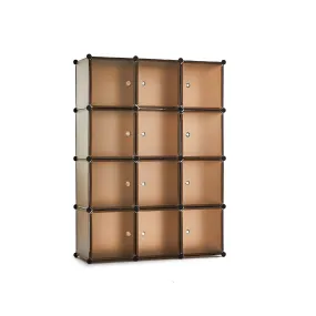 Bedroom PP Storage Wardrobe, 12 Cubes/20 Cubes, Coffee Color and Transparent