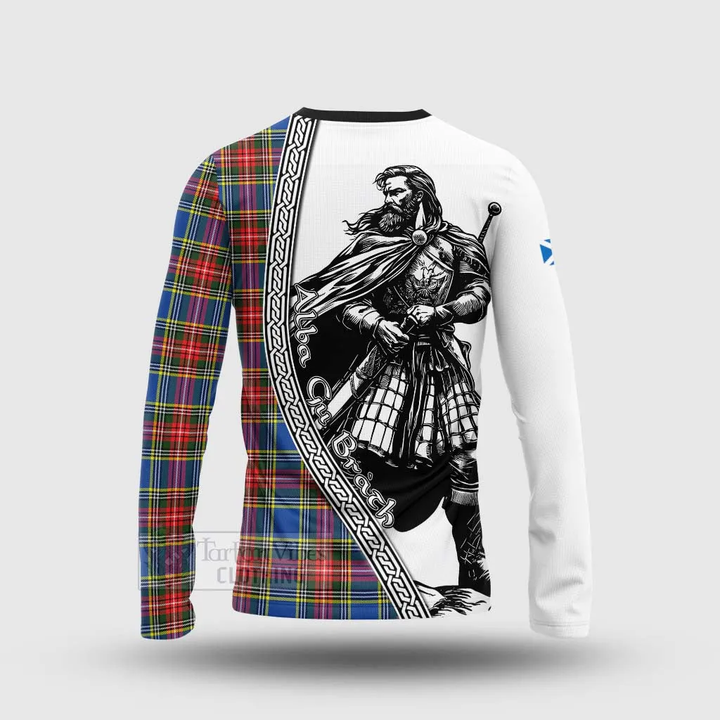 Bethune Tartan Clan Crest Long Sleeve T-Shirt with Highlander Warrior Celtic Style